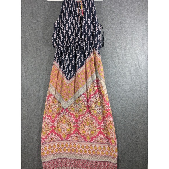 Sweet Storm Women's Sleeveless Paisley Blue Pink Long Dress Maxi Size L - Picture 2 of 8